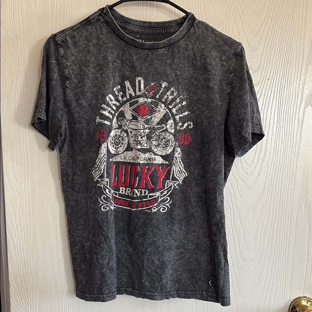 Lucky Brand Grey and Red Kids Short Sleeve Tee